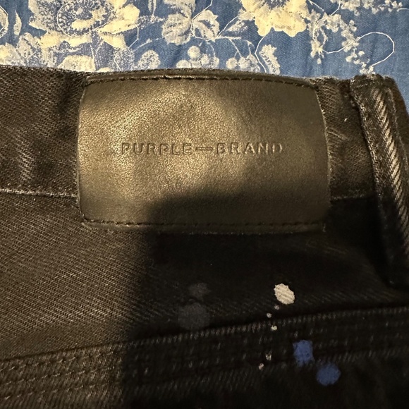 Purple Brand Distressed Paint Splatter Denim Shorts - Picture 8 of 9